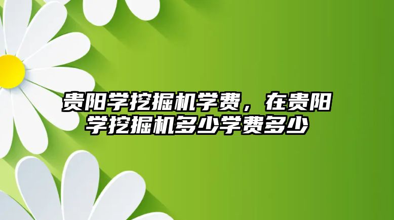 貴陽學挖掘機學費，在貴陽學挖掘機多少學費多少