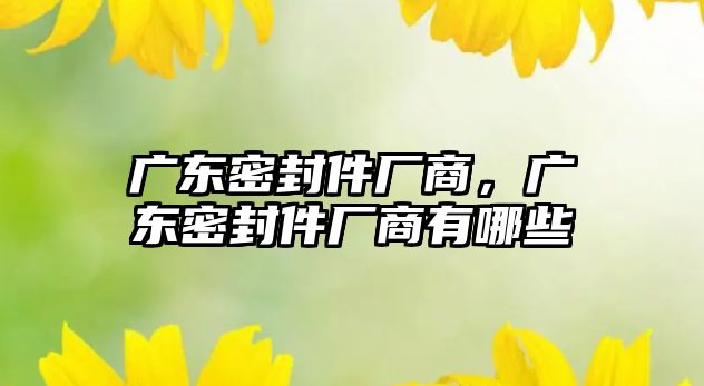 廣東密封件廠商，廣東密封件廠商有哪些