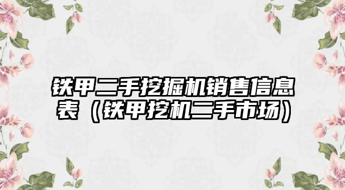 鐵甲二手挖掘機銷售信息表（鐵甲挖機二手市場）