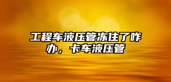 工程車液壓管凍住了咋辦，卡車液壓管