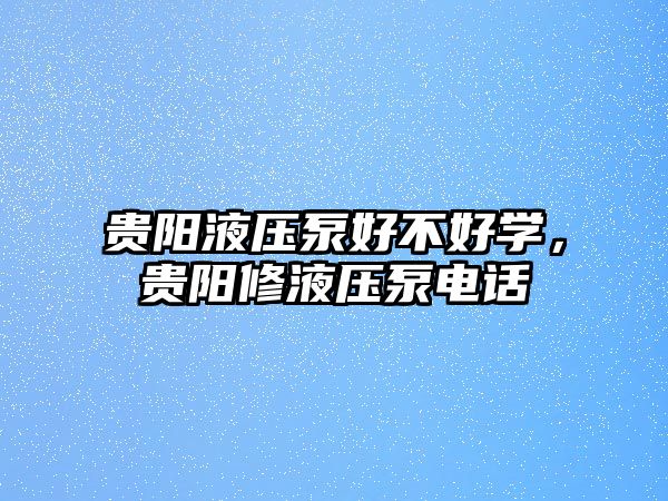 貴陽液壓泵好不好學，貴陽修液壓泵電話