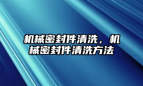 機(jī)械密封件清洗，機(jī)械密封件清洗方法