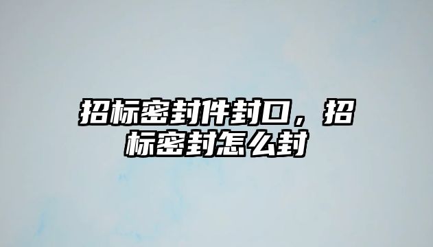 招標(biāo)密封件封口，招標(biāo)密封怎么封