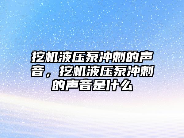 挖機液壓泵沖刺的聲音，挖機液壓泵沖刺的聲音是什么