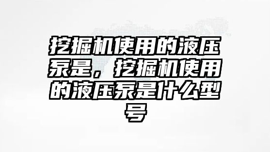 挖掘機(jī)使用的液壓泵是，挖掘機(jī)使用的液壓泵是什么型號(hào)