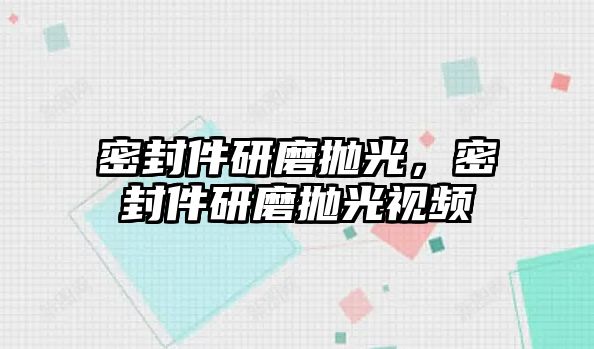 密封件研磨拋光，密封件研磨拋光視頻