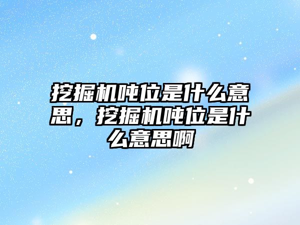 挖掘機噸位是什么意思，挖掘機噸位是什么意思啊