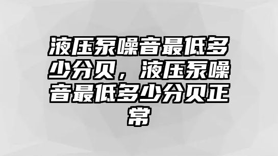 液壓泵噪音最低多少分貝，液壓泵噪音最低多少分貝正常