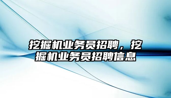 挖掘機業(yè)務員招聘，挖掘機業(yè)務員招聘信息