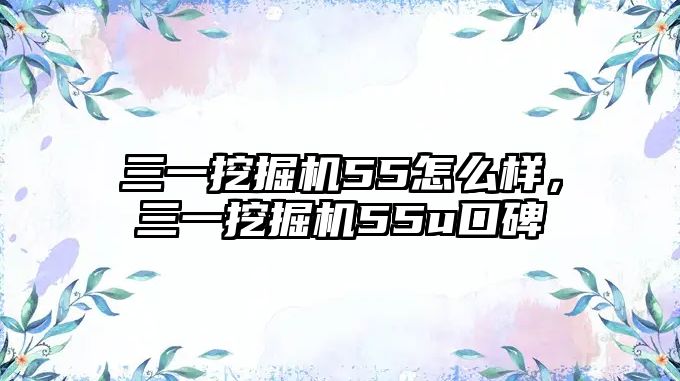 三一挖掘機55怎么樣，三一挖掘機55u口碑