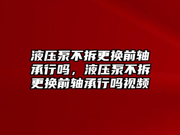 液壓泵不拆更換前軸承行嗎，液壓泵不拆更換前軸承行嗎視頻