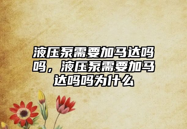 液壓泵需要加馬達(dá)嗎嗎，液壓泵需要加馬達(dá)嗎嗎為什么