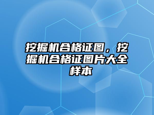 挖掘機合格證圖，挖掘機合格證圖片大全 樣本