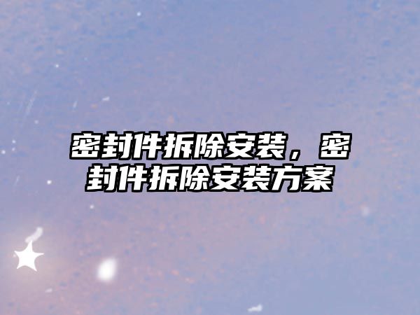 密封件拆除安裝，密封件拆除安裝方案