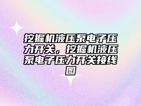 挖掘機液壓泵電子壓力開關，挖掘機液壓泵電子壓力開關接線圖