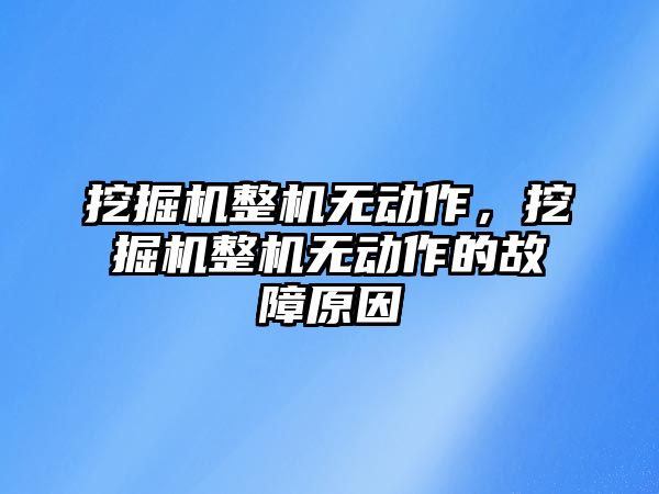 挖掘機整機無動作，挖掘機整機無動作的故障原因