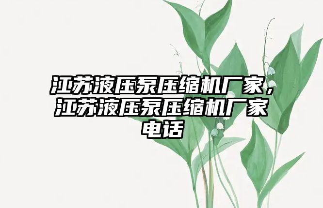 江蘇液壓泵壓縮機廠家，江蘇液壓泵壓縮機廠家電話