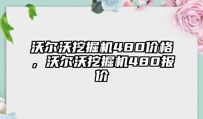 沃爾沃挖掘機(jī)480價格，沃爾沃挖掘機(jī)480報價