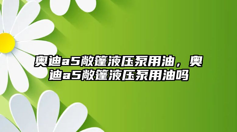 奧迪a5敞篷液壓泵用油，奧迪a5敞篷液壓泵用油嗎