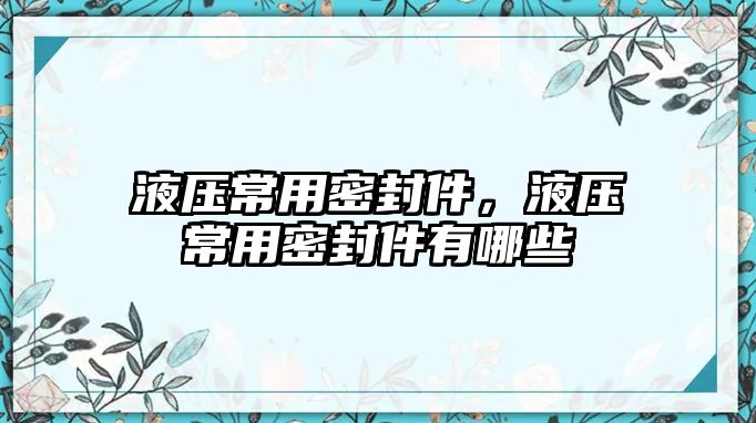 液壓常用密封件，液壓常用密封件有哪些