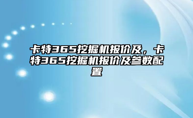 卡特365挖掘機(jī)報價及，卡特365挖掘機(jī)報價及參數(shù)配置