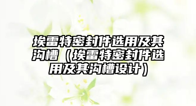 埃雷特密封件選用及其溝槽（埃雷特密封件選用及其溝槽設(shè)計）