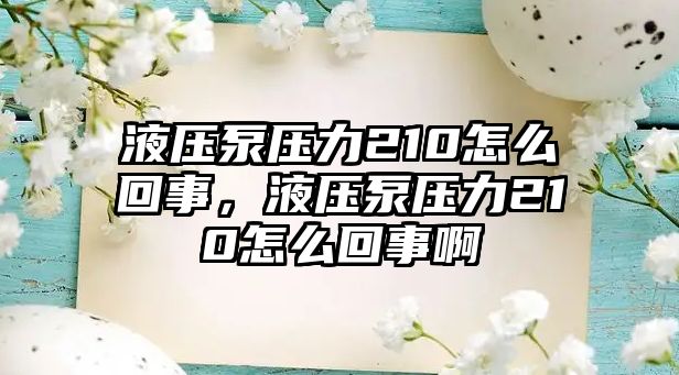 液壓泵壓力210怎么回事，液壓泵壓力210怎么回事啊